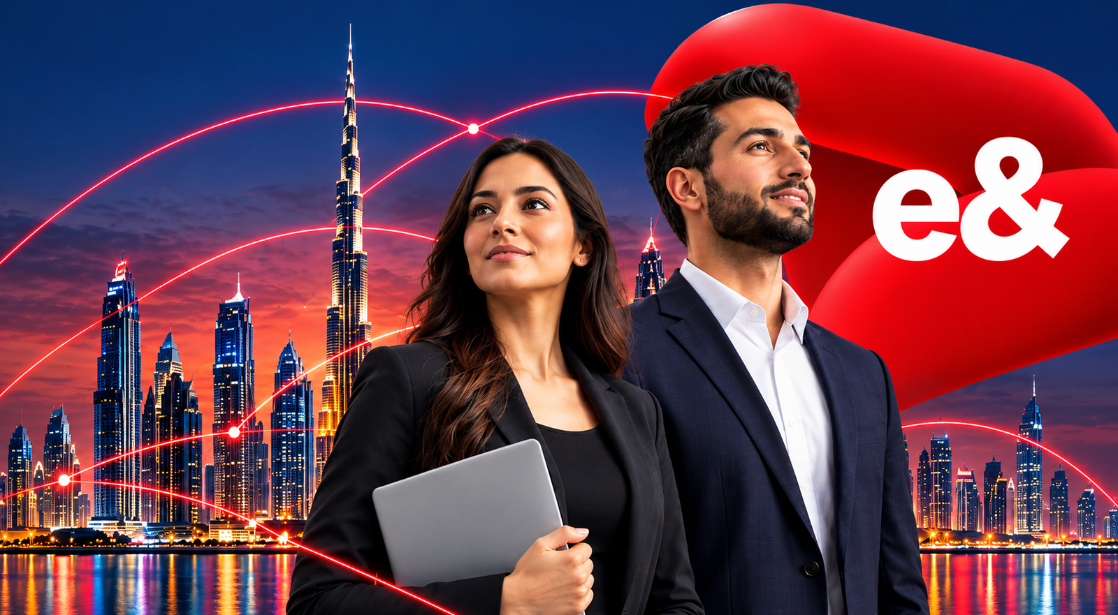 BHQ business team with the Dubai skyline